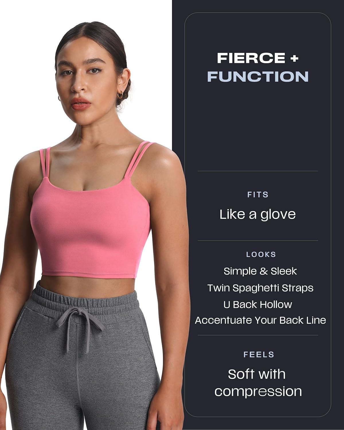 imageAoxjox Womens Workout Sports Bras Fitness Yoga Crop Tank Twist Back CamiSalmon Rose