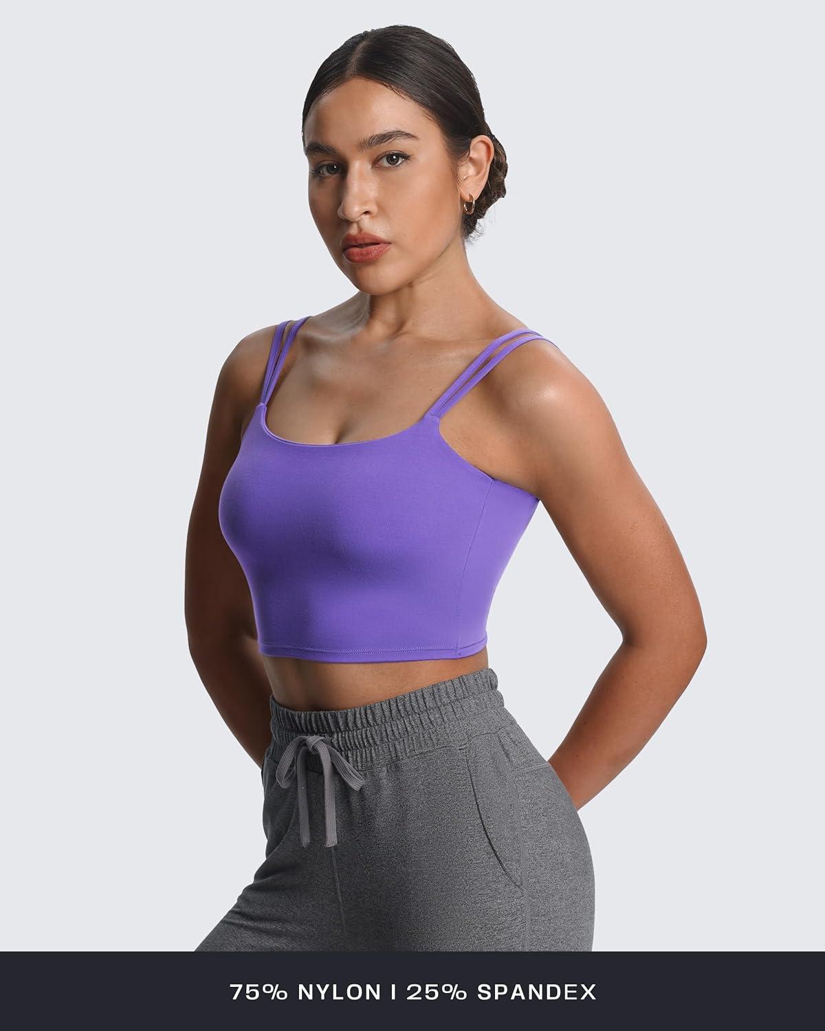 imageAoxjox Womens Workout Sports Bras Fitness Yoga Crop Tank Twist Back CamiViolet