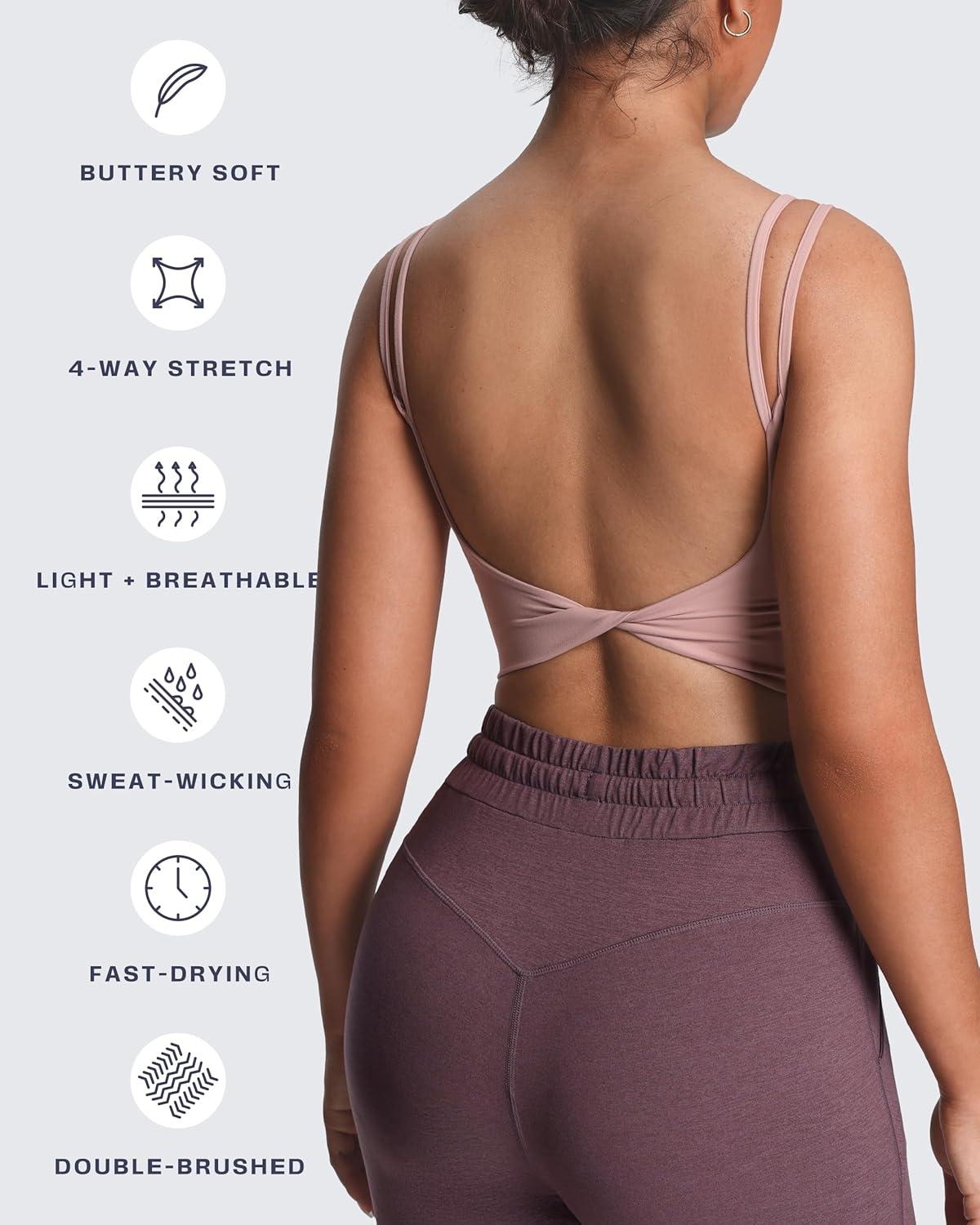 imageAoxjox Womens Workout Sports Bras Fitness Yoga Crop Tank Twist Back CamiWoodroserun Small  Size Up