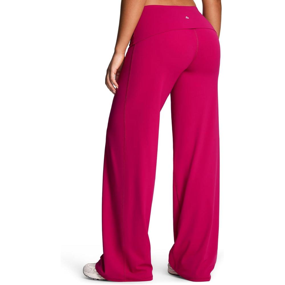 imageAoxjox Womens Workout Fold Over Waist Straight Leg Bottoms Lumastretch Gym Yoga Pants 31quot33quot35quotFuchsia
