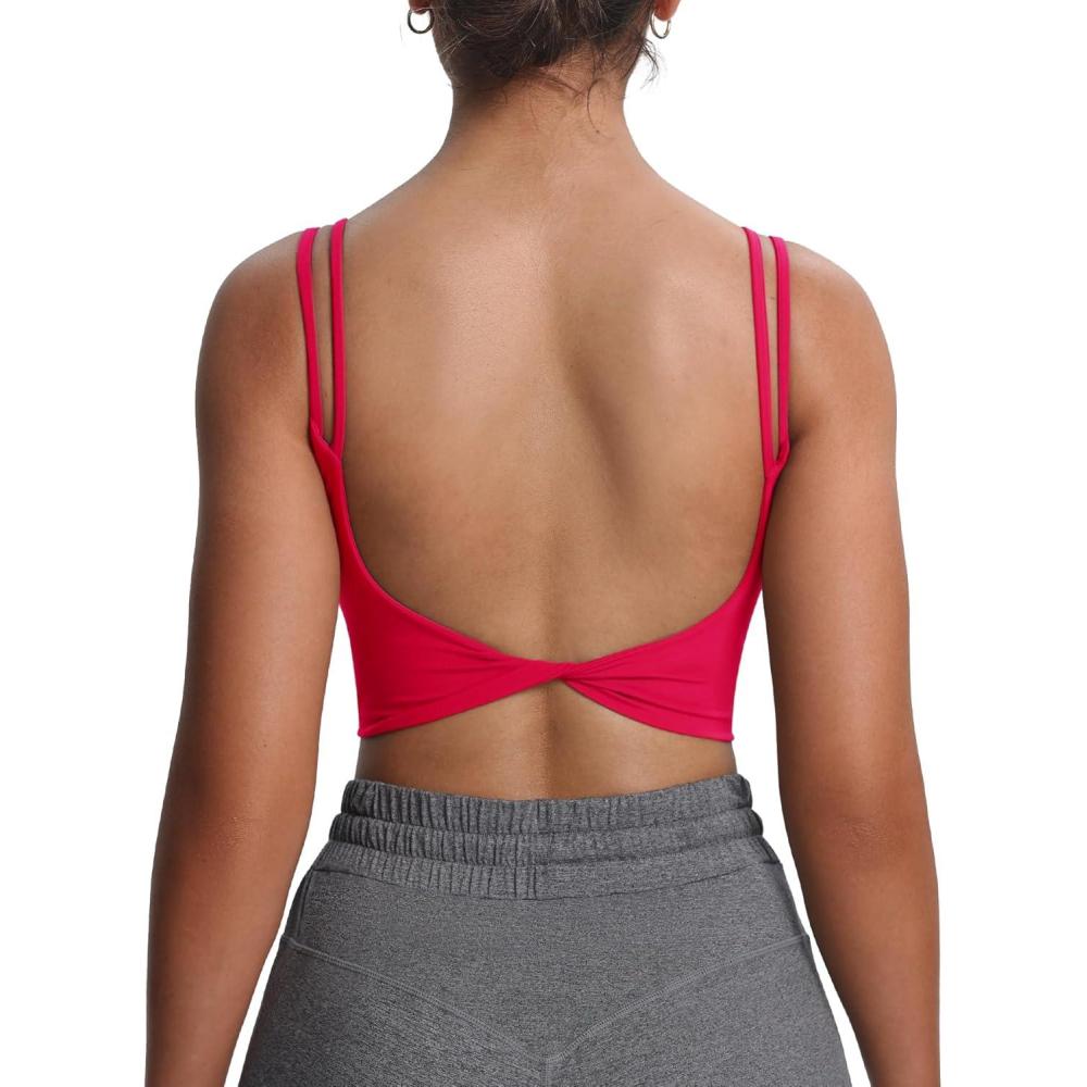 imageAoxjox Womens Workout Sports Bras Fitness Yoga Crop Tank Twist Back CamiLove Potion