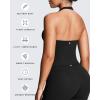 imageAoxjox Womens Sleeveless Athlenza Halter Tank Tops Workout Athletics Lumastretch Yoga Curve Longline Crop TopBlack