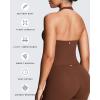 imageAoxjox Womens Sleeveless Athlenza Halter Tank Tops Workout Athletics Lumastretch Yoga Curve Longline Crop TopBrown
