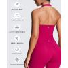imageAoxjox Womens Sleeveless Athlenza Halter Tank Tops Workout Athletics Lumastretch Yoga Curve Longline Crop TopFuchsia