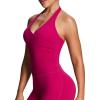 imageAoxjox Womens Sleeveless Athlenza Halter Tank Tops Workout Athletics Lumastretch Yoga Curve Longline Crop TopFuchsia