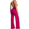 imageAoxjox Workout Athlenza Jumpsuit for Women Straight Leg Cross Back One Piece Lumastretch Gym Yoga Sports Bras JumpsuitsFuchsia