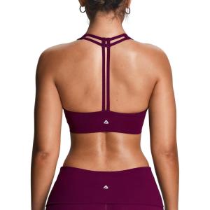 imageAoxjox Womens Workout Sports Bras Fitness Training Gym Athlenza TBack Bra Lumastretch Yoga Crop TankBurgundy