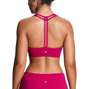 imageAoxjox Womens Workout Sports Bras Fitness Training Gym Athlenza TBack Bra Lumastretch Yoga Crop TankFuchsia