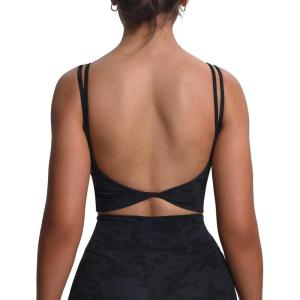 imageAoxjox Womens Workout Sports Bras Fitness Yoga Crop Tank Twist Back CamiCloud Black