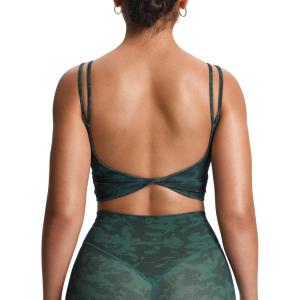 imageAoxjox Womens Workout Sports Bras Fitness Yoga Crop Tank Twist Back CamiCloud Dark Green