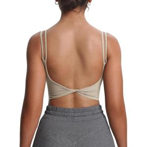 imageAoxjox Womens Workout Sports Bras Fitness Yoga Crop Tank Twist Back CamiMink
