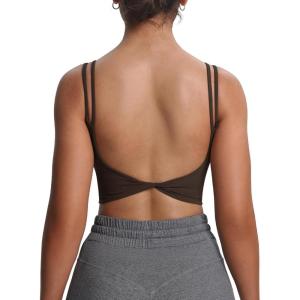 imageAoxjox Womens Workout Sports Bras Fitness Yoga Crop Tank Twist Back CamiMulch