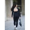 imageAoxjox Workout Long Sleeve Crop Tops for Women Clarissa Backless Gym Cropped T Shirt Top Black XSmall
