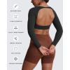 imageAoxjox Workout Long Sleeve Crop Tops for Women Clarissa Backless Gym Cropped T Shirt Top Black XSmall