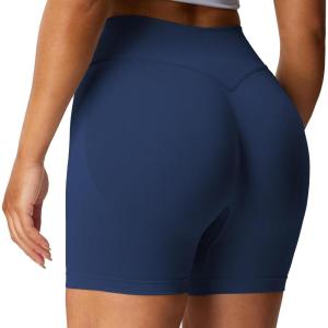 imageAoxjox Seamless Biker Shorts for Women Impact Hidden Scrunch Low Waisted Athletic Yoga Short 35quot45quot5quot6quotDark Navy
