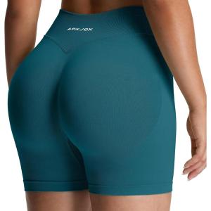 imageAoxjox Seamless Biker Shorts for Women Impact Hidden Scrunch Low Waisted Athletic Yoga Short 35quot45quot5quot6quotDeep Blue Lagoon