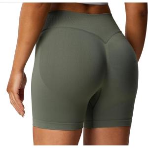 imageAoxjox Seamless Biker Shorts for Women Impact Hidden Scrunch Low Waisted Athletic Yoga Short 35quot45quot5quot6quotOlive Grey