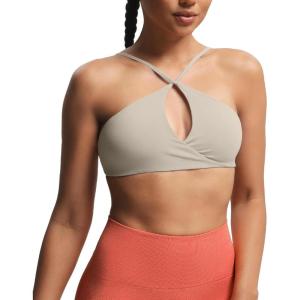 imageAoxjox Womens Workout Sports Bras Fitness Adjusted Ariel Halter Bra Yoga Crop TankA Mink