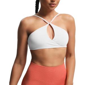 imageAoxjox Womens Workout Sports Bras Fitness Adjusted Ariel Halter Bra Yoga Crop TankA White