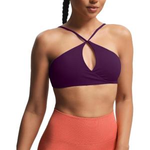 imageAoxjox Womens Workout Sports Bras Fitness Adjusted Ariel Halter Bra Yoga Crop TankDark Purple