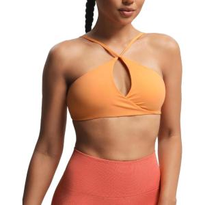 imageAoxjox Womens Workout Sports Bras Fitness Adjusted Ariel Halter Bra Yoga Crop TankPapaya Orange