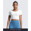 imageAoxjox Short Sleeve Crop Tops for Women Emma Backless Twist Back Workout Cropped T Shirt TopA White