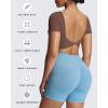 imageAoxjox Short Sleeve Crop Tops for Women Emma Backless Twist Back Workout Cropped T Shirt TopFudge Coffee