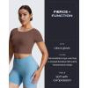imageAoxjox Short Sleeve Crop Tops for Women Emma Backless Twist Back Workout Cropped T Shirt TopFudge Coffee