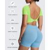 imageAoxjox Short Sleeve Crop Tops for Women Emma Backless Twist Back Workout Cropped T Shirt TopParadise Green