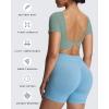 imageAoxjox Short Sleeve Crop Tops for Women Emma Backless Twist Back Workout Cropped T Shirt TopSage Green