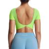 imageAoxjox Short Sleeve Crop Tops for Women Emma Backless Twist Back Workout Cropped T Shirt TopParadise Green