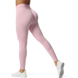 imageAoxjox Scrunch Seamless Leggings for Women High Waisted Tummy Control 20 Smile Contour Workout Yoga Pants 24quotLilac Pink Marlscrunch
