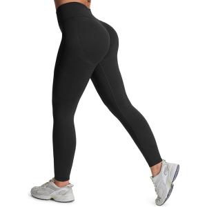 imageAoxjox Workout Kinetic Seamles Leggings for Women High Waisted Hidden Scrunch Tummy Control Gym Yoga Pants 23quotBlack