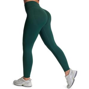 imageAoxjox Workout Kinetic Seamles Leggings for Women High Waisted Hidden Scrunch Tummy Control Gym Yoga Pants 23quotEden Green