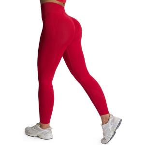 imageAoxjox Workout Kinetic Seamles Leggings for Women High Waisted Hidden Scrunch Tummy Control Gym Yoga Pants 23quotLipstick Red