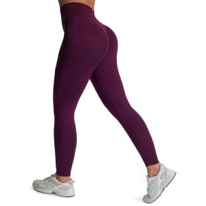 imageAoxjox Workout Kinetic Seamles Leggings for Women High Waisted Hidden Scrunch Tummy Control Gym Yoga Pants 23quotVenom Purple