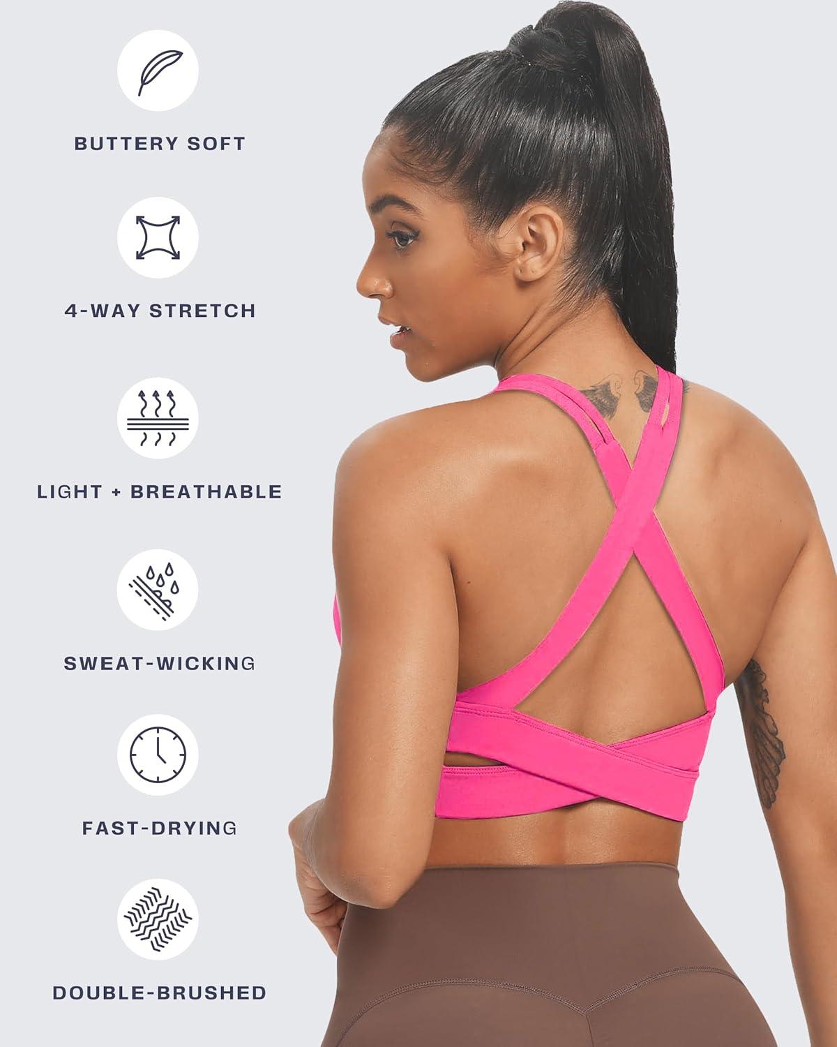 imageAoxjox Womens Workout Sports Bras Fitness Trainning Infinity Gym Bra Yoga Crop TankAzalea Pink