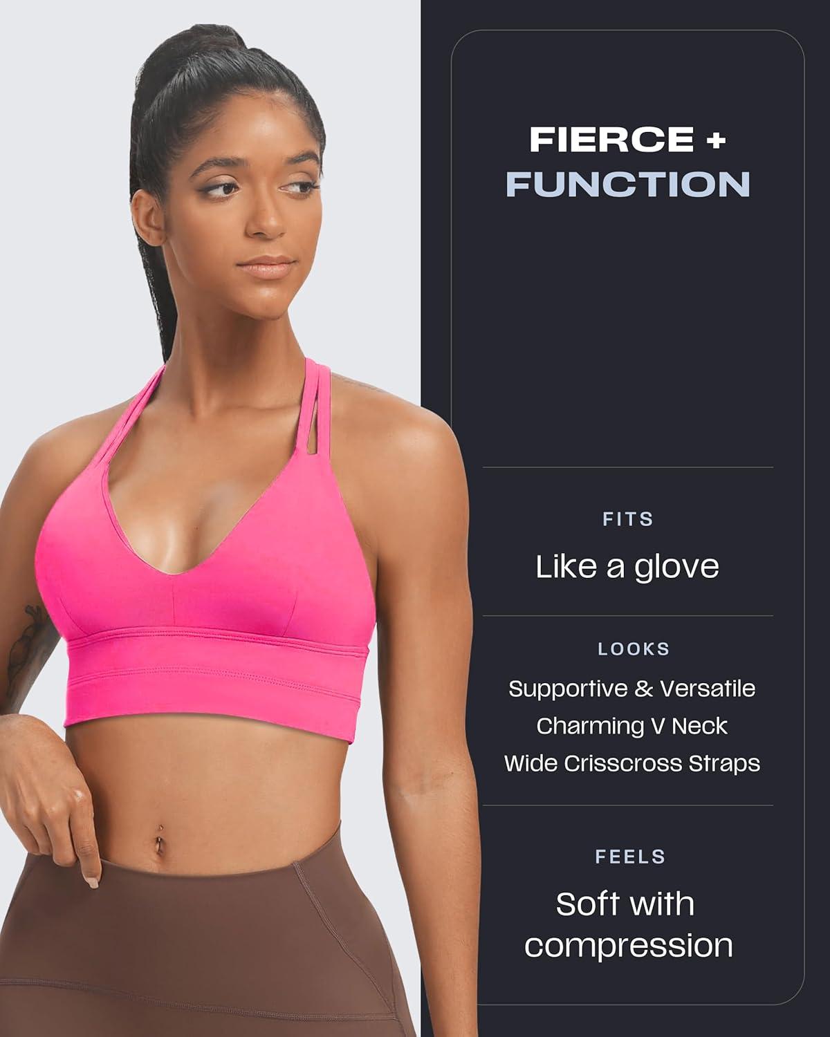 imageAoxjox Womens Workout Sports Bras Fitness Trainning Infinity Gym Bra Yoga Crop TankAzalea Pink