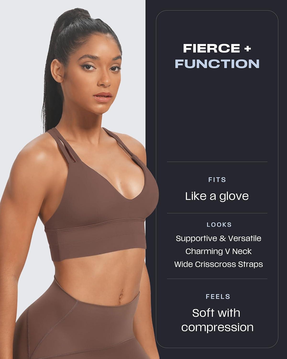 imageAoxjox Womens Workout Sports Bras Fitness Trainning Infinity Gym Bra Yoga Crop TankFudge Coffee