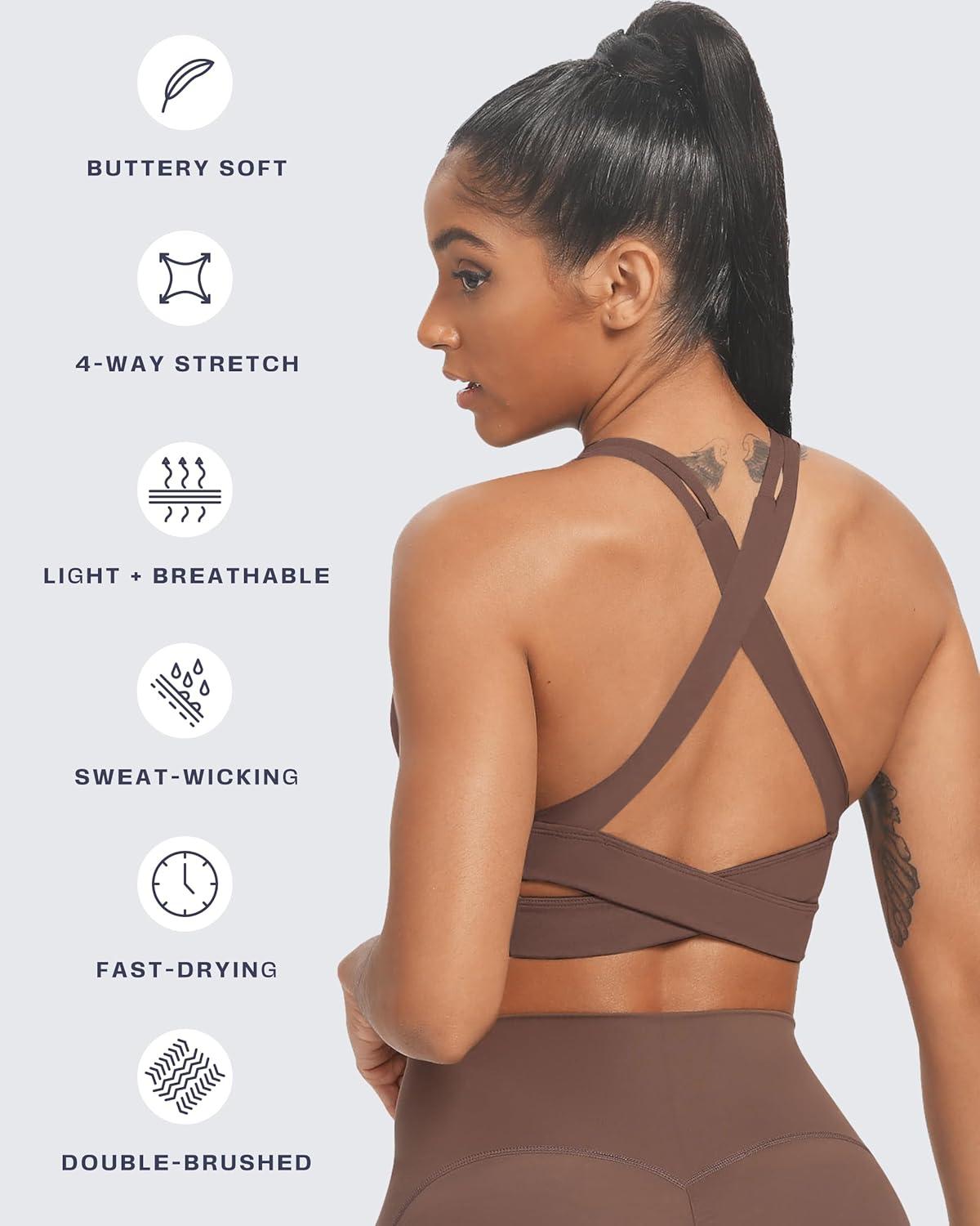 imageAoxjox Womens Workout Sports Bras Fitness Trainning Infinity Gym Bra Yoga Crop TankFudge Coffee