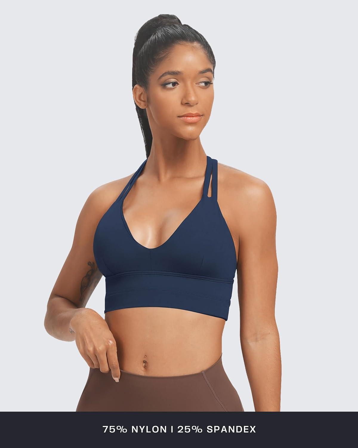 imageAoxjox Womens Workout Sports Bras Fitness Trainning Infinity Gym Bra Yoga Crop TankNavy