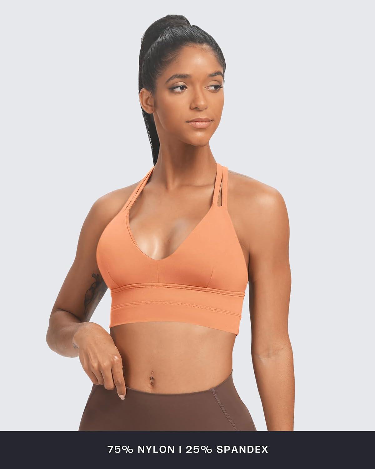 imageAoxjox Womens Workout Sports Bras Fitness Trainning Infinity Gym Bra Yoga Crop TankPapaya