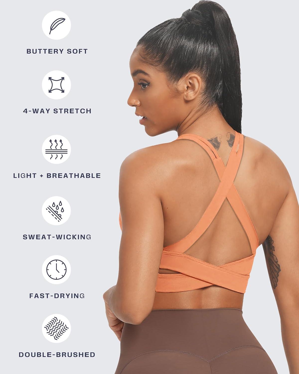 imageAoxjox Womens Workout Sports Bras Fitness Trainning Infinity Gym Bra Yoga Crop TankPapaya