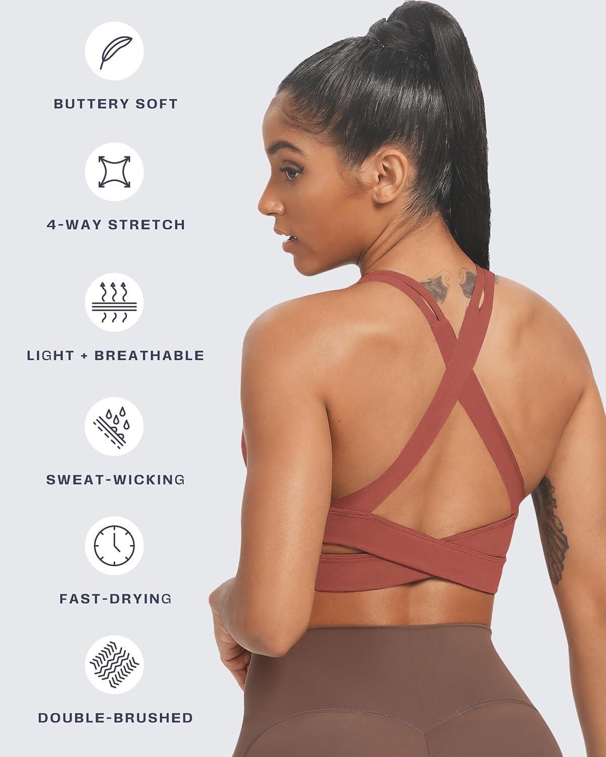 imageAoxjox Womens Workout Sports Bras Fitness Trainning Infinity Gym Bra Yoga Crop TankRust Red