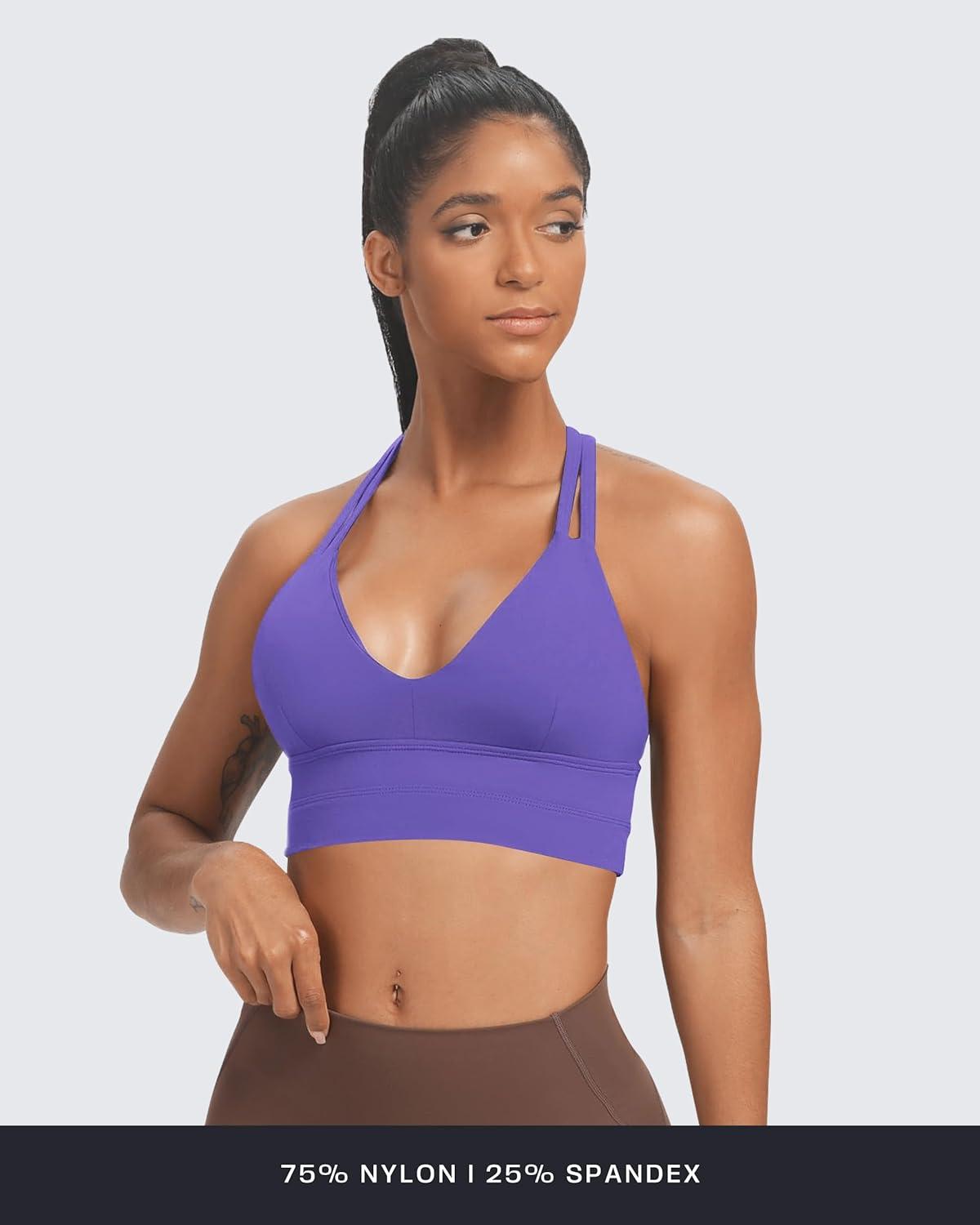 imageAoxjox Womens Workout Sports Bras Fitness Trainning Infinity Gym Bra Yoga Crop TankViolet