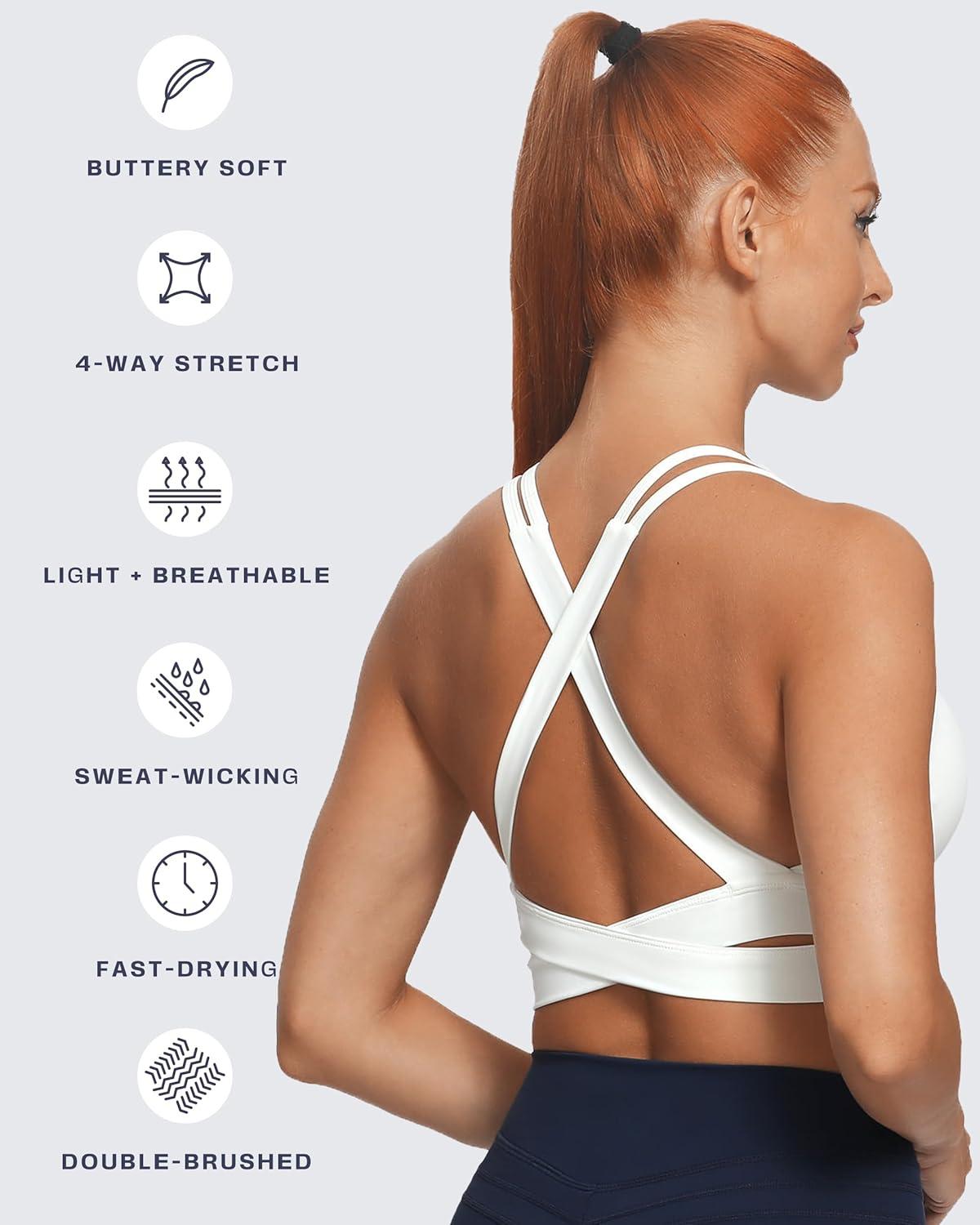 imageAoxjox Womens Workout Sports Bras Fitness Trainning Infinity Gym Bra Yoga Crop TankWhite New