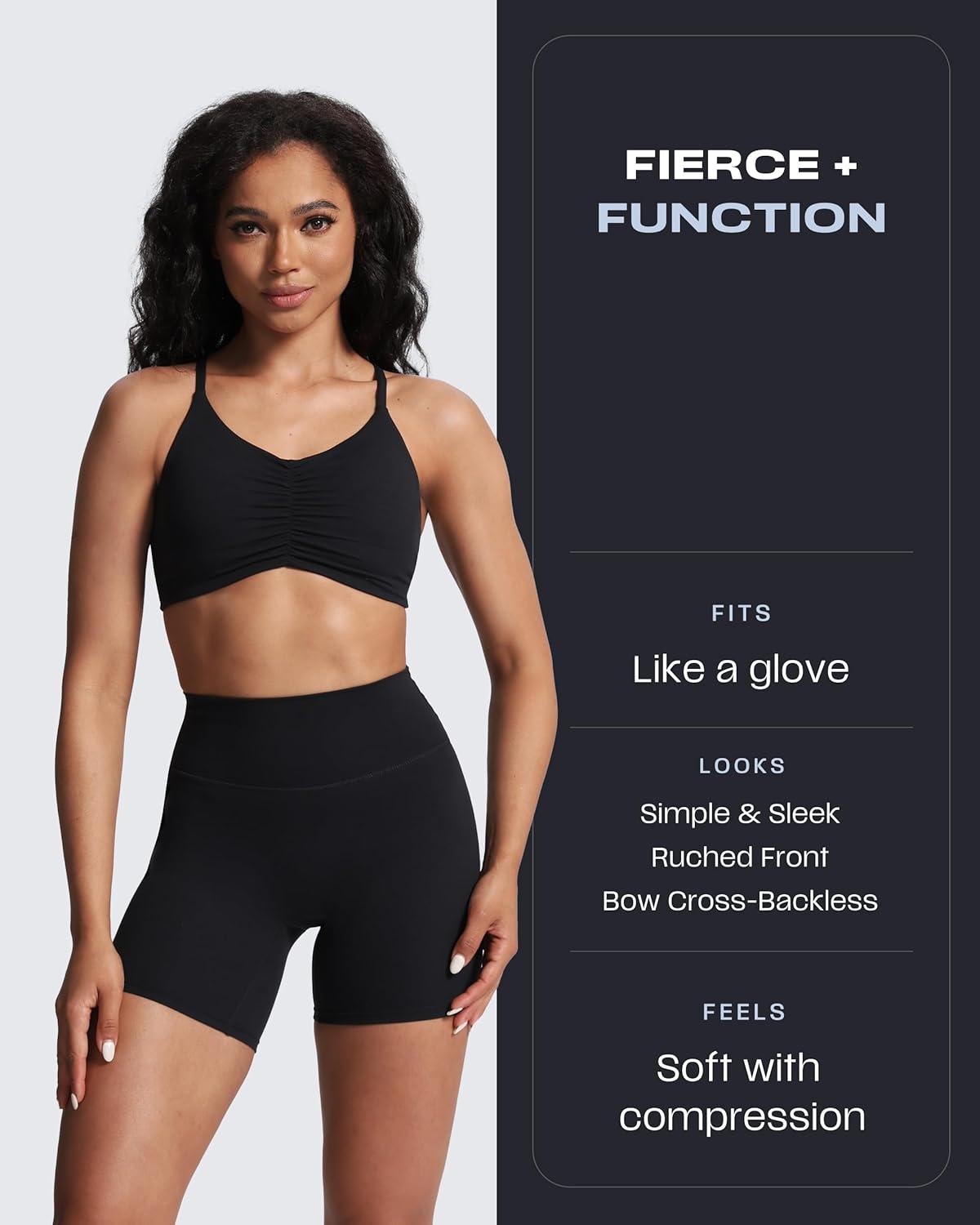 imageAoxjox Womens Workout Sports Bras Ruched Rachel Fitness Training Gym Bra Yoga Crop TankBlack Marl Size Up for Less Compression