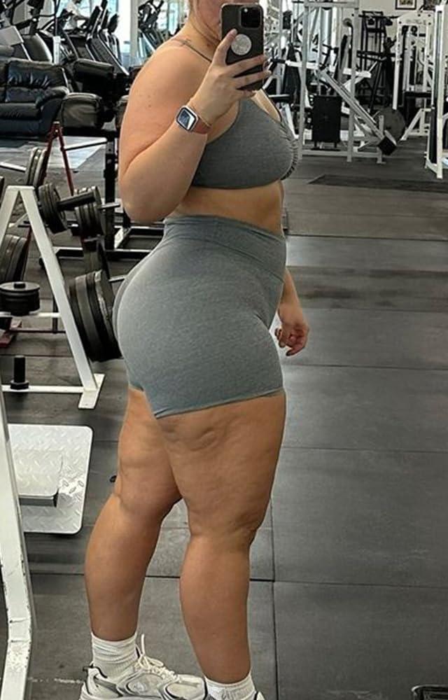 imageAoxjox Womens Workout Sports Bras Ruched Rachel Fitness Training Gym Bra Yoga Crop TankWinds Grey Marl Size Up for Less Compression