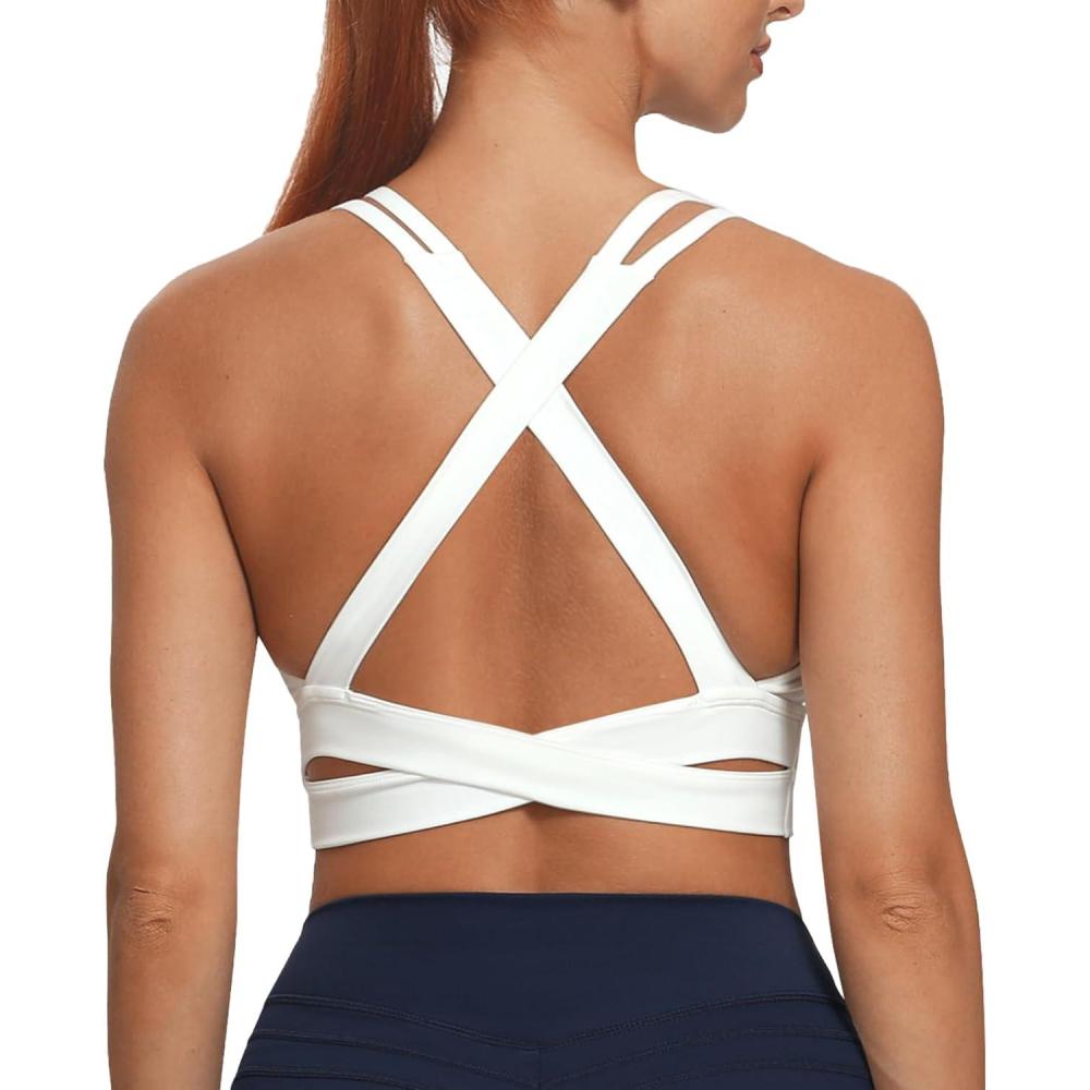 imageAoxjox Womens Workout Sports Bras Fitness Trainning Infinity Gym Bra Yoga Crop TankWhite New