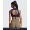 imageAoxjox Womens Kim Cutout High Neck Tank Workout Sports Bras Fitness Training Gym Bra Yoga CropBellwether Blue